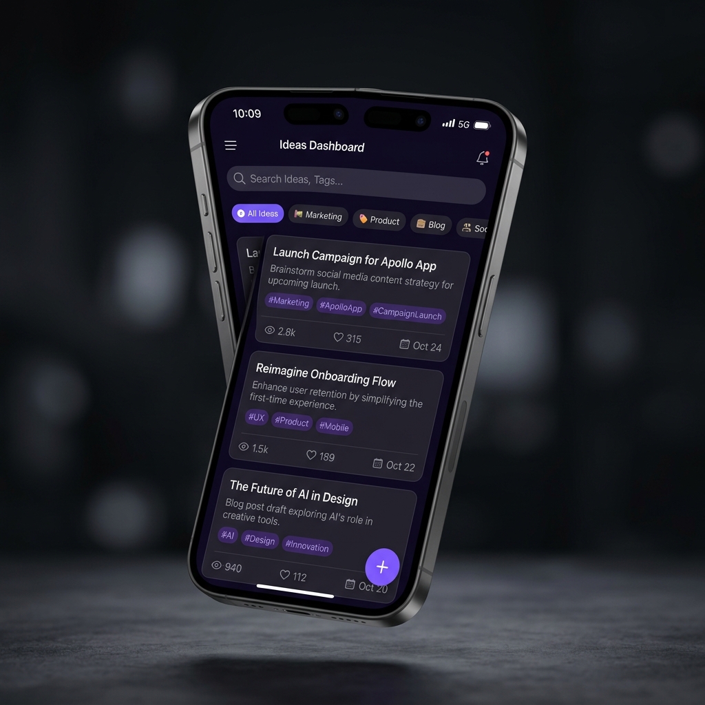 Hushtag Idea Analytics Screen